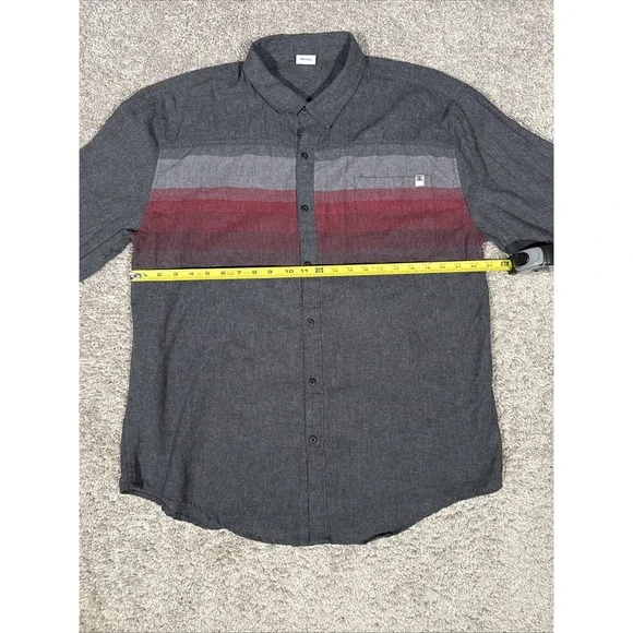 DC Apparel Button Down Long Sleeve Men's Shirt 2XL Gray Red - Picture 7 of 14